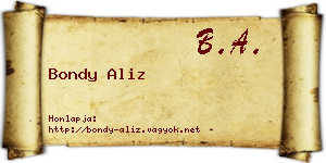 Bondy Aliz névjegykártya